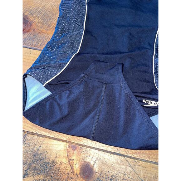 Womens Speedo Black White Mesh Contrast‎ Thin Strap HydroForm 1pc Swim Suit 8 - Picture 2 of 9